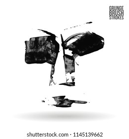 Grey brush stroke and texture. Grunge vector abstract hand - painted element. Underline and border design.