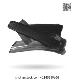Grey brush stroke and texture. Grunge vector abstract hand - painted element. Underline and border design.