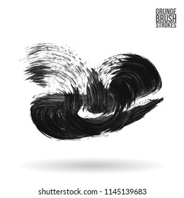 Grey brush stroke and texture. Grunge vector abstract hand - painted element. Underline and border design.
