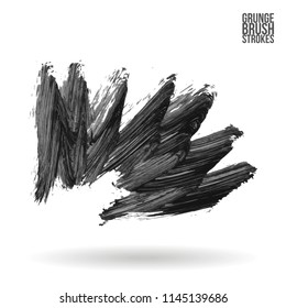 Grey brush stroke and texture. Grunge vector abstract hand - painted element. Underline and border design.