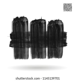 Grey brush stroke and texture. Grunge vector abstract hand - painted element. Underline and border design.