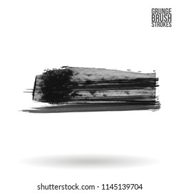 Grey brush stroke and texture. Grunge vector abstract hand - painted element. Underline and border design.