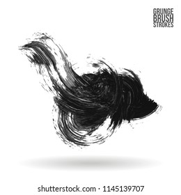 Grey brush stroke and texture. Grunge vector abstract hand - painted element. Underline and border design.