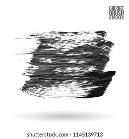 Grey brush stroke and texture. Grunge vector abstract hand - painted element. Underline and border design.