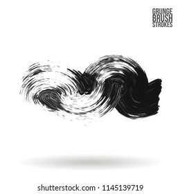Grey brush stroke and texture. Grunge vector abstract hand - painted element. Underline and border design.