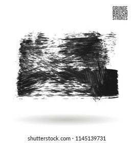 Grey brush stroke and texture. Grunge vector abstract hand - painted element. Underline and border design.