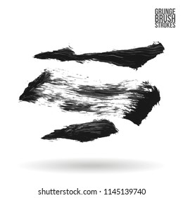 Grey brush stroke and texture. Grunge vector abstract hand - painted element. Underline and border design.