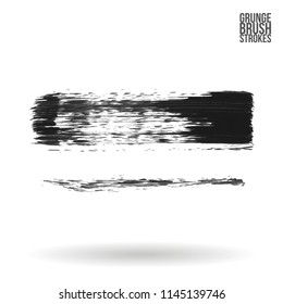 Grey brush stroke and texture. Grunge vector abstract hand - painted element. Underline and border design.
