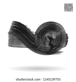 Grey brush stroke and texture. Grunge vector abstract hand - painted element. Underline and border design.