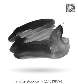 Grey brush stroke and texture. Grunge vector abstract hand - painted element. Underline and border design.