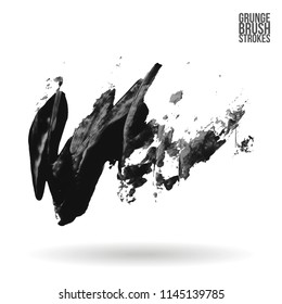 Grey brush stroke and texture. Grunge vector abstract hand - painted element. Underline and border design.