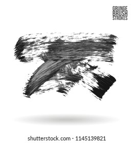 Grey brush stroke and texture. Grunge vector abstract hand - painted element. Underline and border design.