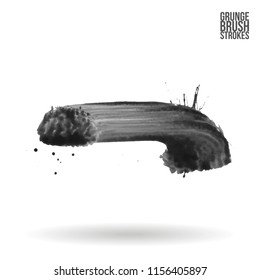 Grey brush stroke and texture. Grunge vector abstract hand - painted element. Underline and border design.