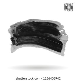 Grey brush stroke and texture. Grunge vector abstract hand - painted element. Underline and border design.
