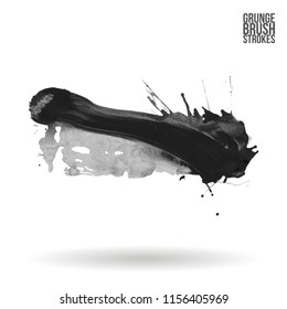 Grey brush stroke and texture. Grunge vector abstract hand - painted element. Underline and border design.