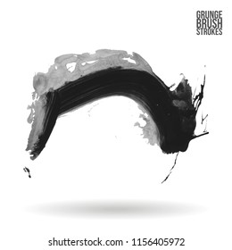Grey brush stroke and texture. Grunge vector abstract hand - painted element. Underline and border design.