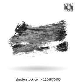 Grey brush stroke and texture. Grunge vector abstract hand - painted element. Underline and border design.