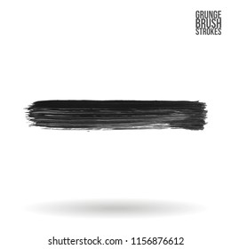 Grey brush stroke and texture. Grunge vector abstract hand - painted element. Underline and border design.