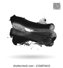 Grey brush stroke and texture. Grunge vector abstract hand - painted element. Underline and border design.