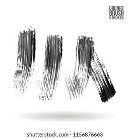 Grey brush stroke and texture. Grunge vector abstract hand - painted element. Underline and border design.