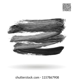 Grey brush stroke and texture. Grunge vector abstract hand - painted element. Underline and border design.