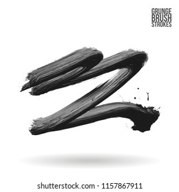 Grey brush stroke and texture. Grunge vector abstract hand - painted element. Underline and border design.
