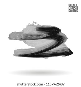 Grey brush stroke and texture. Grunge vector abstract hand - painted element. Underline and border design.