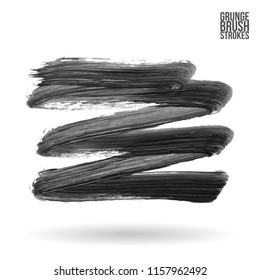 Grey brush stroke and texture. Grunge vector abstract hand - painted element. Underline and border design.