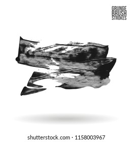 Grey brush stroke and texture. Grunge vector abstract hand - painted element. Underline and border design.