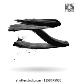 Grey brush stroke and texture. Grunge vector abstract hand - painted element. Underline and border design.