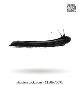 Grey brush stroke and texture. Grunge vector abstract hand - painted element. Underline and border design.