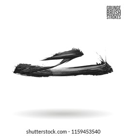 Grey brush stroke and texture. Grunge vector abstract hand - painted element. Underline and border design.