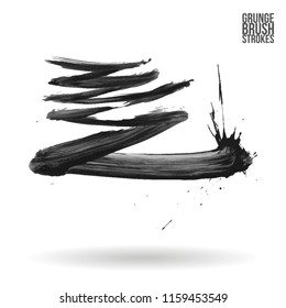 Grey brush stroke and texture. Grunge vector abstract hand - painted element. Underline and border design.