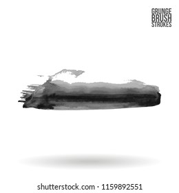 Grey brush stroke and texture. Grunge vector abstract hand - painted element. Underline and border design.