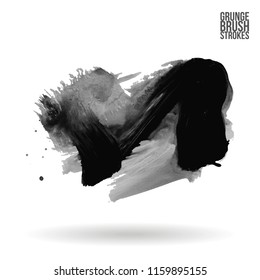 Grey brush stroke and texture. Grunge vector abstract hand - painted element. Underline and border design.