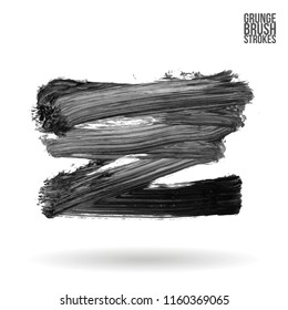 Grey brush stroke and texture. Grunge vector abstract hand - painted element. Underline and border design.