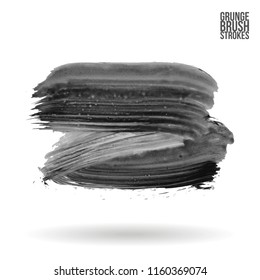 Grey brush stroke and texture. Grunge vector abstract hand - painted element. Underline and border design.