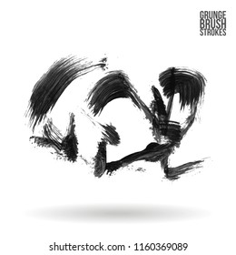 Grey brush stroke and texture. Grunge vector abstract hand - painted element. Underline and border design.