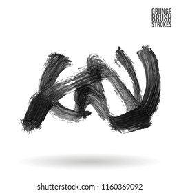 Grey brush stroke and texture. Grunge vector abstract hand - painted element. Underline and border design.