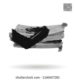 Grey brush stroke and texture. Grunge vector abstract hand - painted element. Underline and border design.