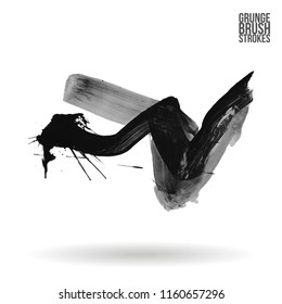 Grey brush stroke and texture. Grunge vector abstract hand - painted element. Underline and border design.