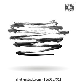 Grey brush stroke and texture. Grunge vector abstract hand - painted element. Underline and border design.