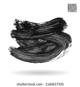 Grey brush stroke and texture. Grunge vector abstract hand - painted element. Underline and border design.