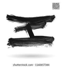Grey brush stroke and texture. Grunge vector abstract hand - painted element. Underline and border design.