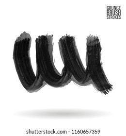 Grey brush stroke and texture. Grunge vector abstract hand - painted element. Underline and border design.