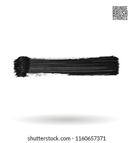 Grey brush stroke and texture. Grunge vector abstract hand - painted element. Underline and border design.