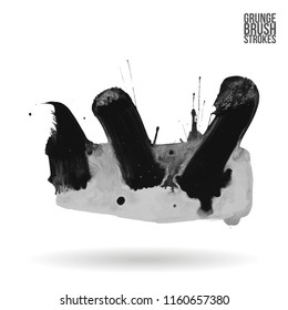 Grey brush stroke and texture. Grunge vector abstract hand - painted element. Underline and border design.