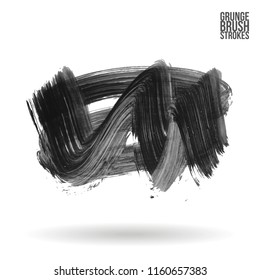 Grey brush stroke and texture. Grunge vector abstract hand - painted element. Underline and border design.