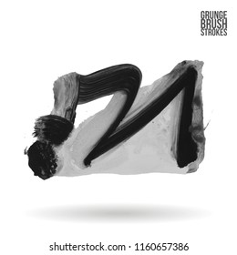 Grey brush stroke and texture. Grunge vector abstract hand - painted element. Underline and border design.