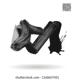 Grey brush stroke and texture. Grunge vector abstract hand - painted element. Underline and border design.